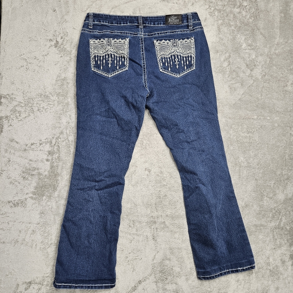 Love Indigo Women's Size 14 Blue Denim Jeans Medium Wash Stretch Comfortable